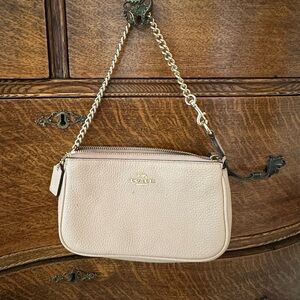 Coach Cream Clutch with Chain Strap